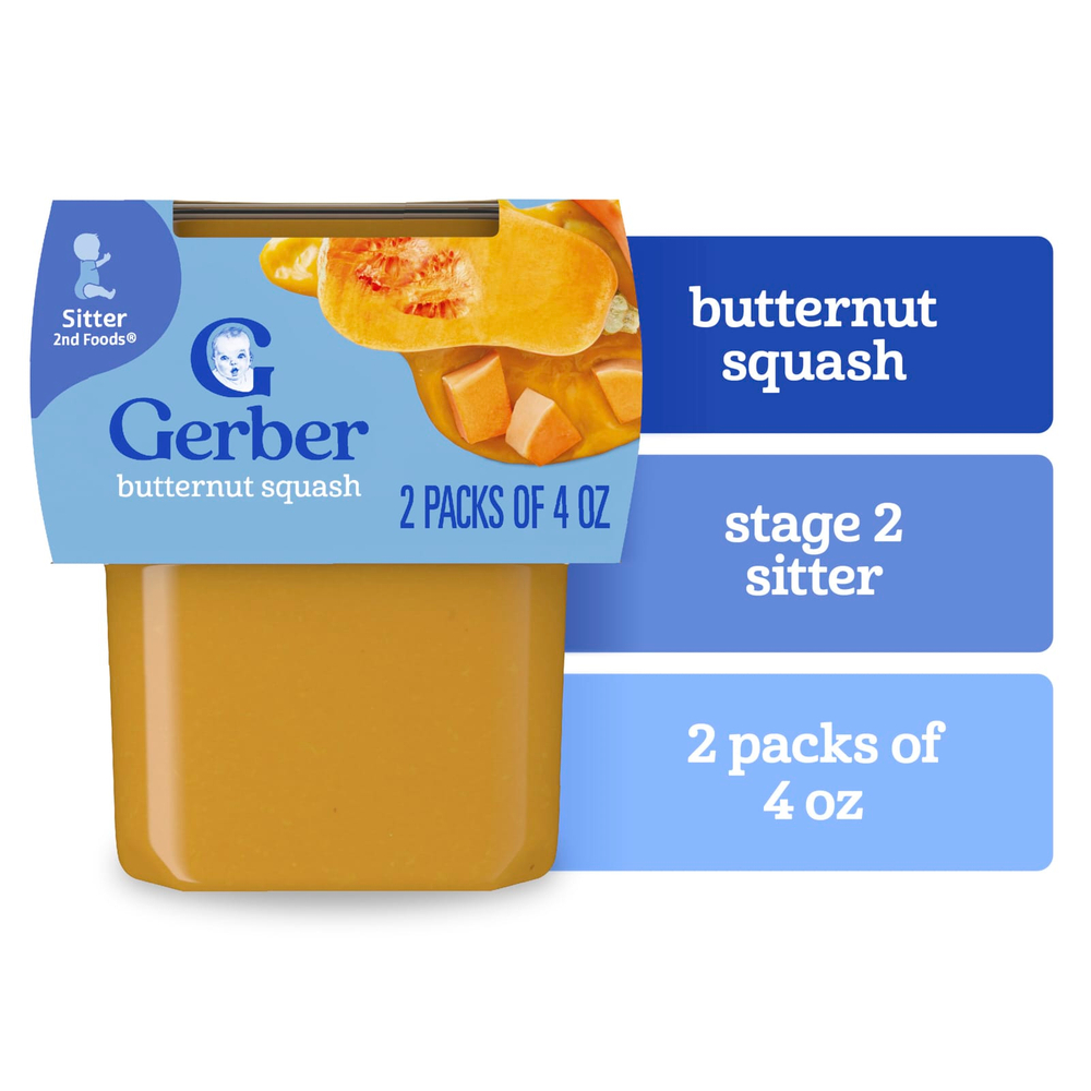 Gerber, 2nd Foods®, Sutter, мускатная тыква, 2 упаковки по 113 г (4 унции)
