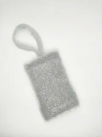 Мочалка для тела массажная средней жесткости «TERRY OPTIMA», цвет серебро, 17*11см