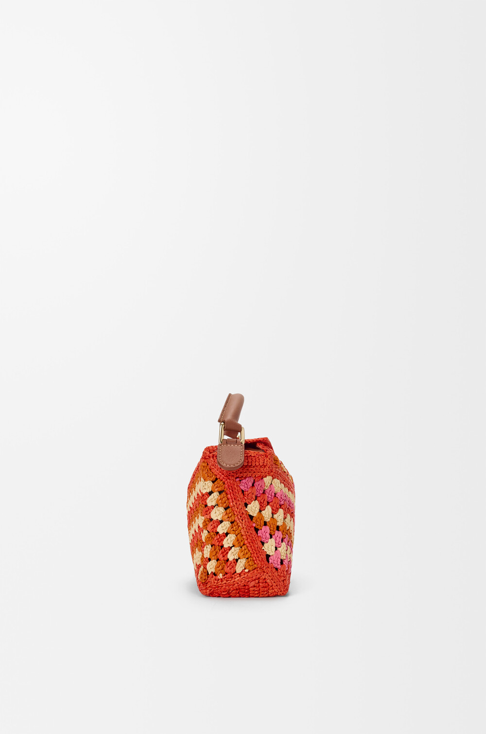 Loewe Мини-сумка Puzzle Edge из рафии и телячьей кожи, ярко-оранжевый