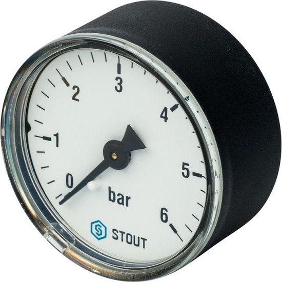 Манометр аксиальный Stout 1/4", 6 бар, 63 мм (SIM-0009-630608)