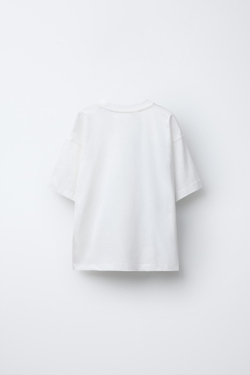 ZARA ФУТБОЛКА С ПРИНТОМ, БЕЛЫЙ