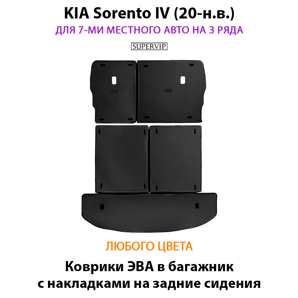 коврики эва в багажник с накладками на сидения для kia sorento iv (20-н.в.) от supervip