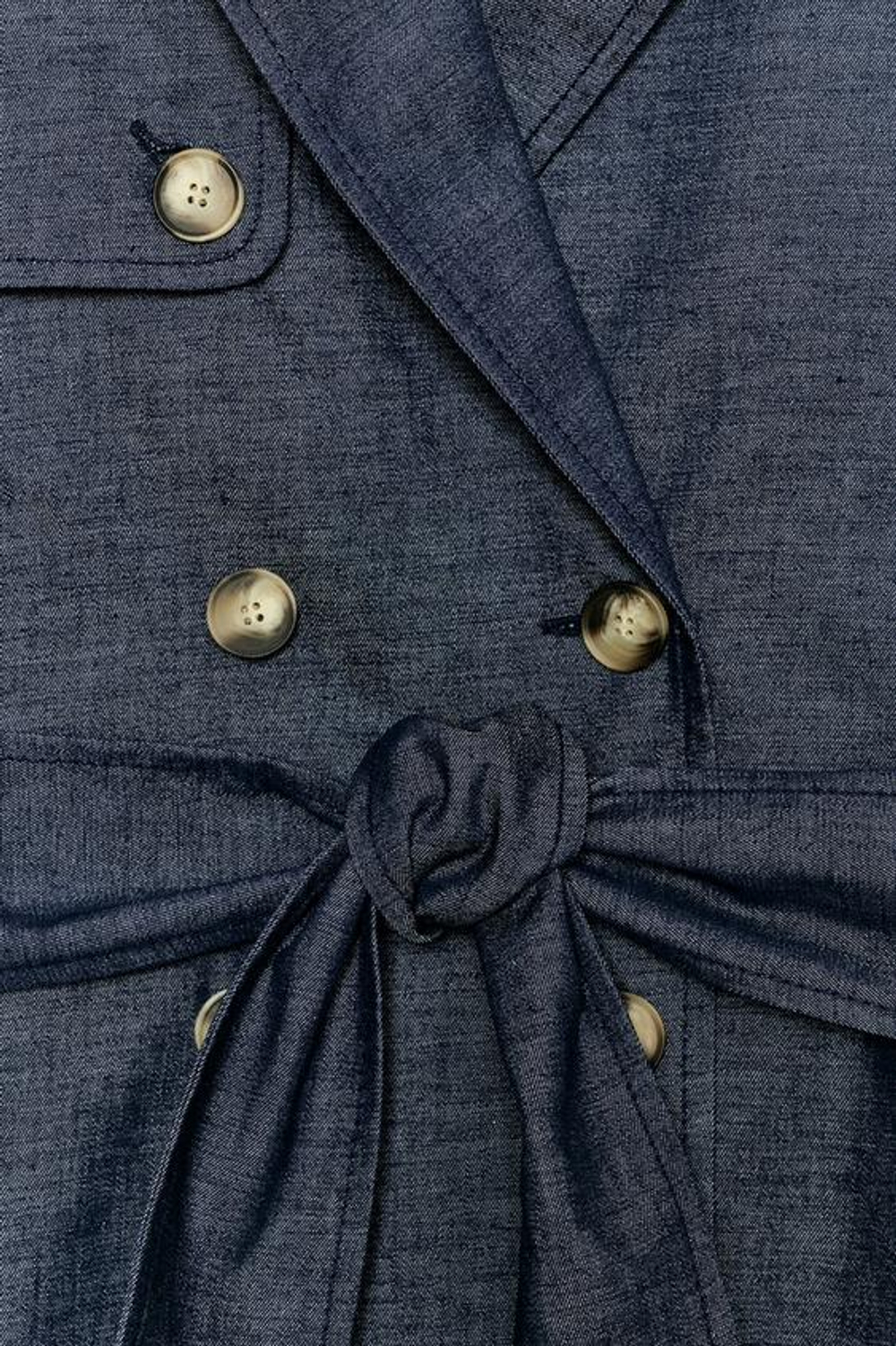 ZARA ЖИЛЕТ ИЗ ЛЬНА С ПОЯСОМ, ИНДИГО