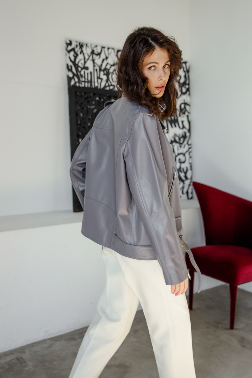 Косуха medium серый сапфир мягкая кожа