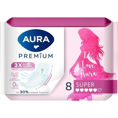 Гигиен. прокладки AURA PREMIUM SUPER 8шт.