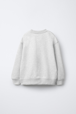 ZARA ТОЛСТОВКА С ПРИНТОМ И НАШИВКОЙ «ЗВЕЗДА», СЕРЫЙ С МЕЛАНЖЕВЫМ ЭФФЕКТОМ