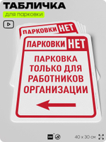 Табличка для парковки "Парковки нет, только для работников организации №6", для дома, офиса, организаций, 40х30 см, Silver Plane x Айдентика Технолоджи