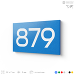 Номер на дверь 879, табличка на дверь для офиса, квартиры, кабинета, аудитории, склада, голубая 120х70 мм, Айдентика Технолоджи