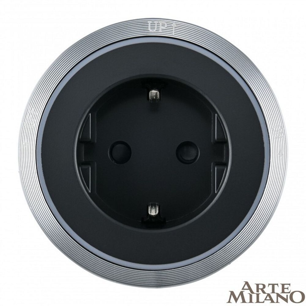 Розетка с заземлением на треке Arte Milano Am-track-sockets 380066TS LED/ES Grey