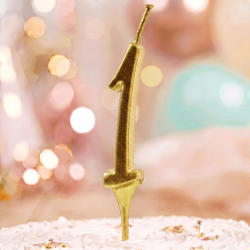 Свеча для торта мини, цифра 1 (золото, 4,5 см)