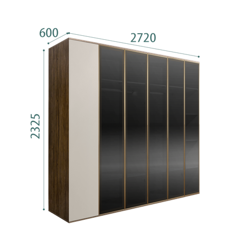 Шкаф 6-и дв. для платья и белья (5 дверей стекло)(левая/правая)