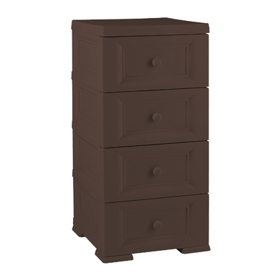 Комод пластиковый "УЮТ" 4 ящика К-017 (шоколадный) 405х420х835