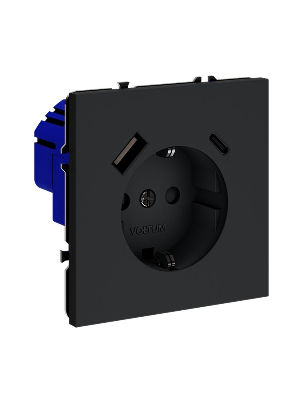 Розетка 1-м СП S70 16А с USB A+С с заземл. защ. шторки механизм графит Voltum VLS040507