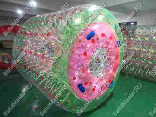 Аттракцион Водный роллер (Гидророллер) "Розово-зеленый" ПВХ, 2.2*2*2 м