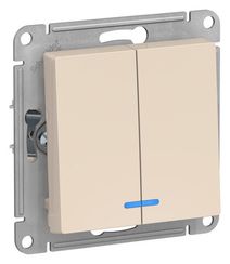 Выключатель Systeme Electric ATLASDESIGN 2 клавиши с индикатором бежевый 35995