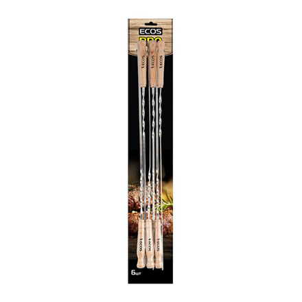 Шампуры с деревянными ручками Ecos 23021D, 60 см, 6 шт