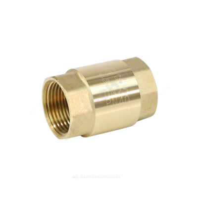 Клапан обратный латунь осевой 3002 Ду 15 Ру40 Тмакс=100 оС ВР 1/2" диск латунь шток латунь Aquasfera 3002-01