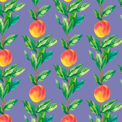 Бесшовный принт c акварельными персиками