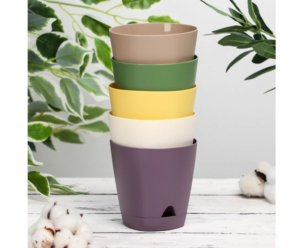 Набор горшочков для цветов AMSTERDAM D110мм, 0,65л с прикорневым поливом 5шт.