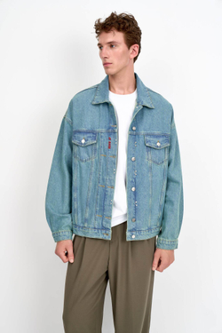 Джинсовая куртка мужская зеленая Man Jeans Relaxed Jacket Green