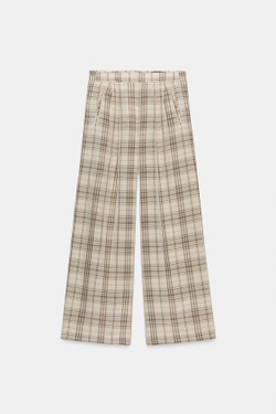 ZARA БРЮКИ В КЛЕТКУ — ZW COLLECTION, БЕЖЕВЫЙ