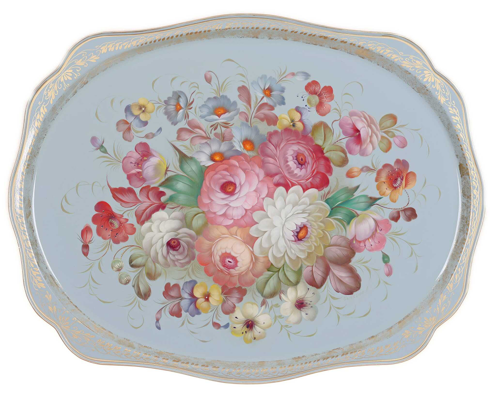 Жостовский поднос декоративный, размер 60х47 см (A31), металлический