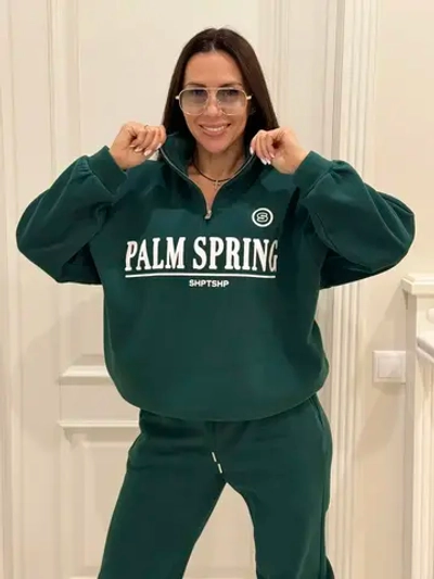 Теплый флисовый спортивный костюм с начесом оверсайз женский