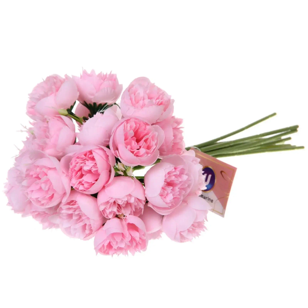 Цветы искусственные «Нежные пионы» букет 9шт 27 голов 30см розовые