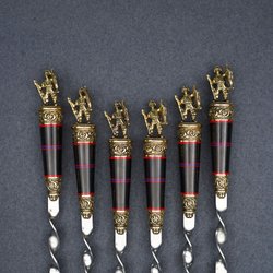 Подарочный набор шампуров "Рыбак", рукояти черный мореный граб