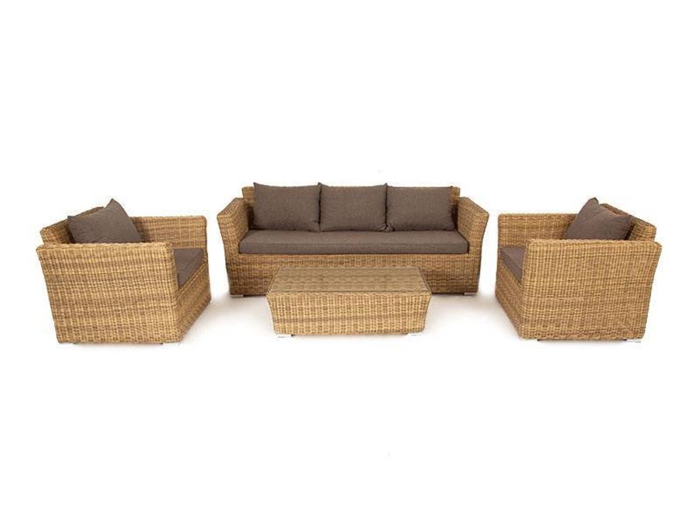 "Капучино" лаунж-зона из искусственного ротанга, цвет соломенный