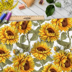 Ткань премиум шифон крупные подсолнухи