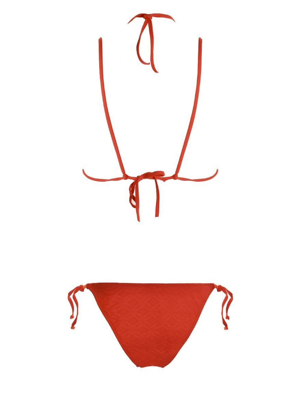 Раздельный купальник: лиф-триангул с декором и низкие плавки (Размер: B/M) (Цвет: коралловый)