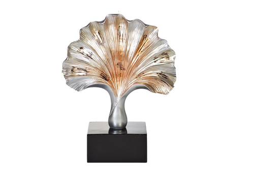 Статуэтка Фигура интерьерная Скульптура декоративная  Garda Decor "Лист" серебряная на подставке D1737