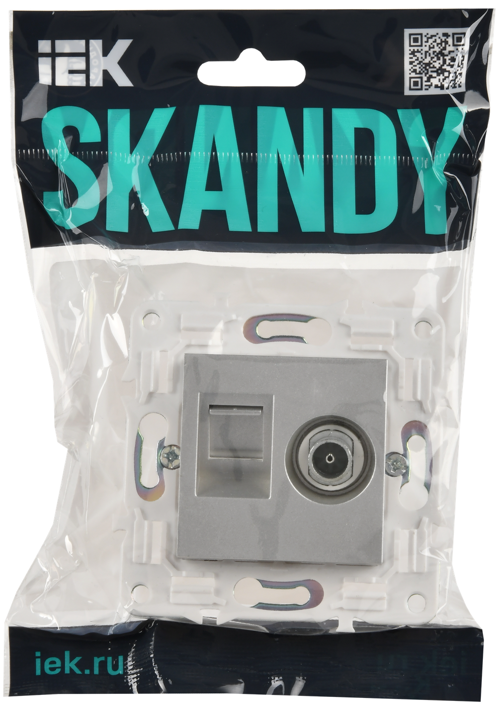 SKANDY Розетка двойная TV+RJ45 кат.6 SK-A15S серебряный IEK