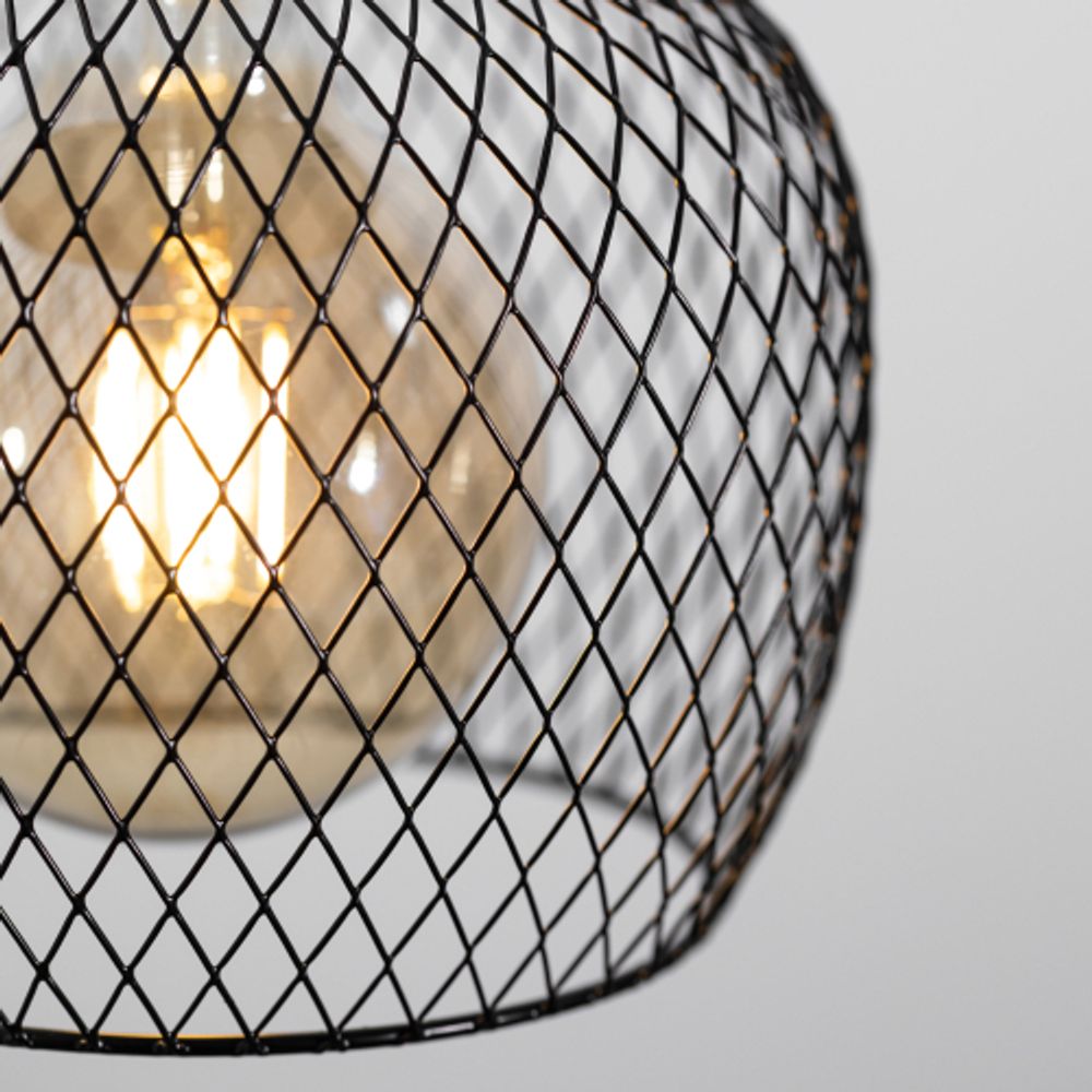 Светильник подвесной (подвес) ЭРА PL8 BK металл, E27, max 60W, высота плафона 220мм, подвеса 760мм, черный