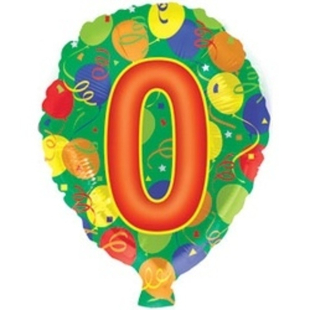 Шар (18''/46 см) Цифра, 0 Праздничная, 1 шт.