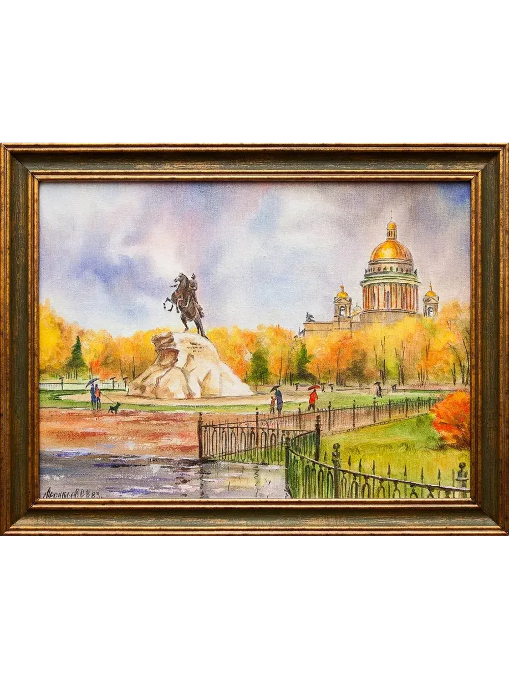 Картина маслом "Пл. Декабристов. Медный Всадник" Леонтьев