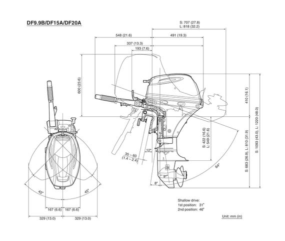 4х-тактный лодочный мотор SUZUKI DF20ARS