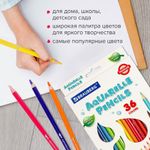 Карандаши цветные акварельные BRAUBERG PREMIUM AQUARELLE, 36 цветов, грифель мягкий 4 мм, 181674
