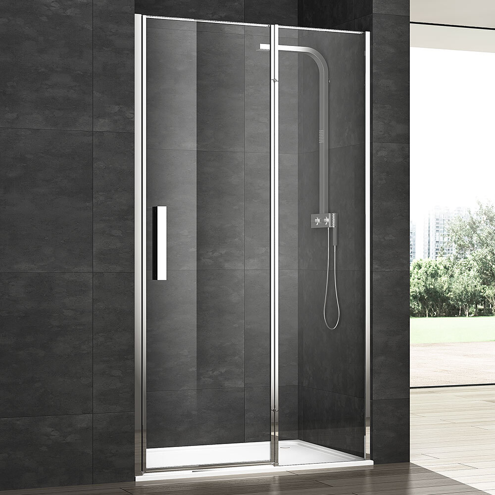 Душевая дверь в нишу VERA VRP4, 90x200, правая, профиль блестящее серебро, стекло прозрачное, VRP4ID08930TR