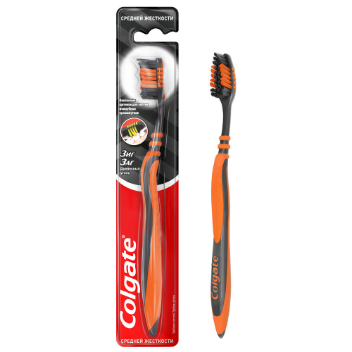 Зубная щётка Colgate Zig-Zag Древесный уголь (средняя жёсткость)