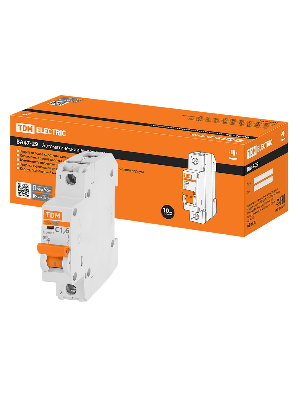 Авт. выкл.ВА47-29 1Р 1А 4,5кА х-ка С TDM