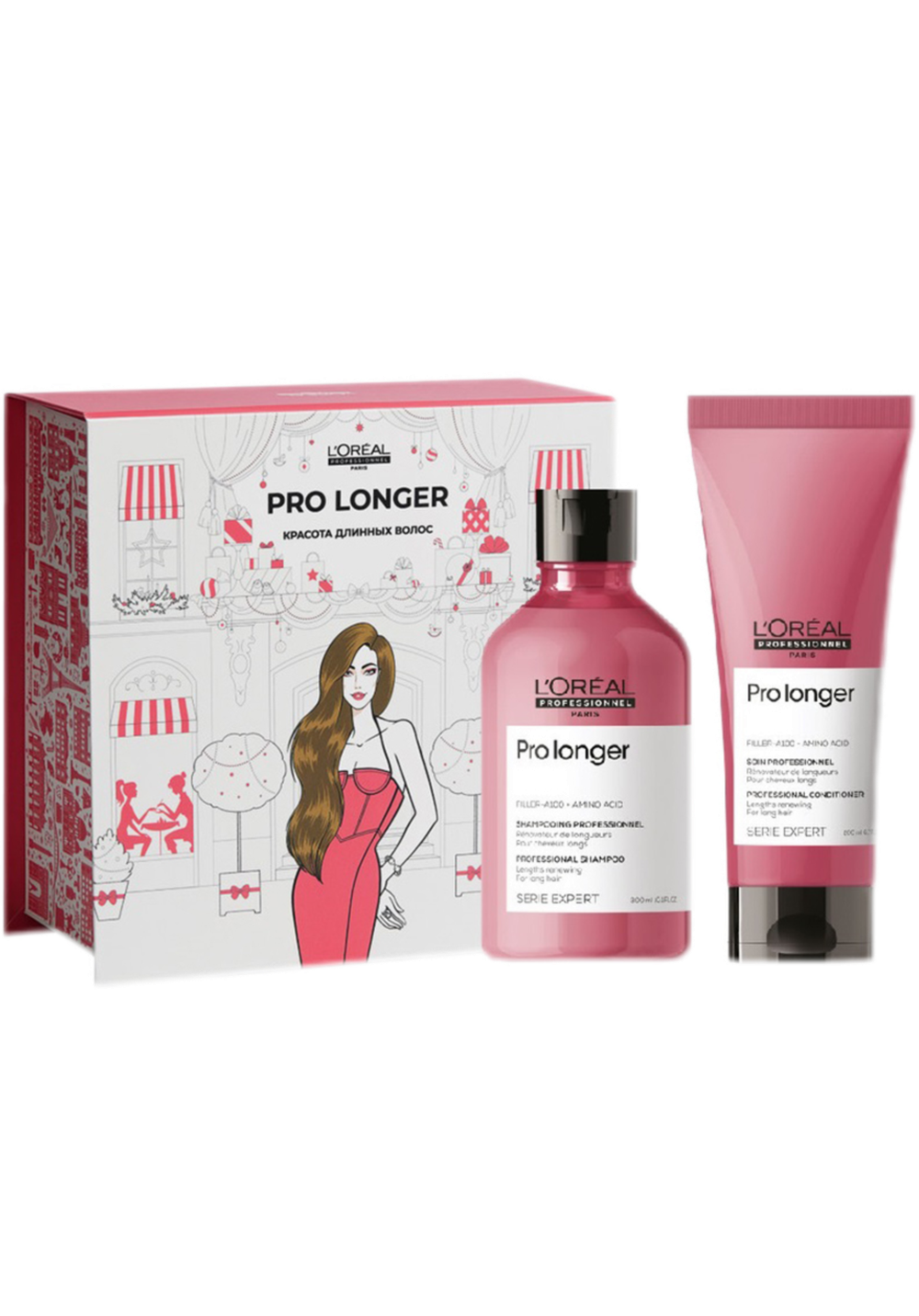 L'Oreal Professionnel Зимний набор Serie Expert Pro Longer для восстановления волос по длине (Шампунь 300 мл + Смываемый уход 200 мл)