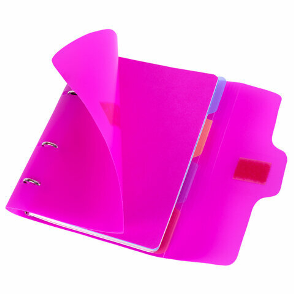 Тетрадь на кольцах А5 175х220мм, 120л, пластик, на липучке с разделителями, BRAUBERG, Розовый,404635