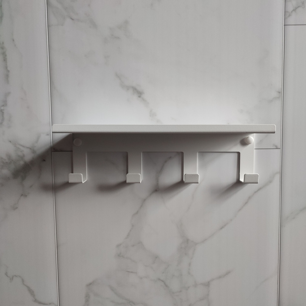 Полка настенная с крючками MetaDec Hook 30см белая