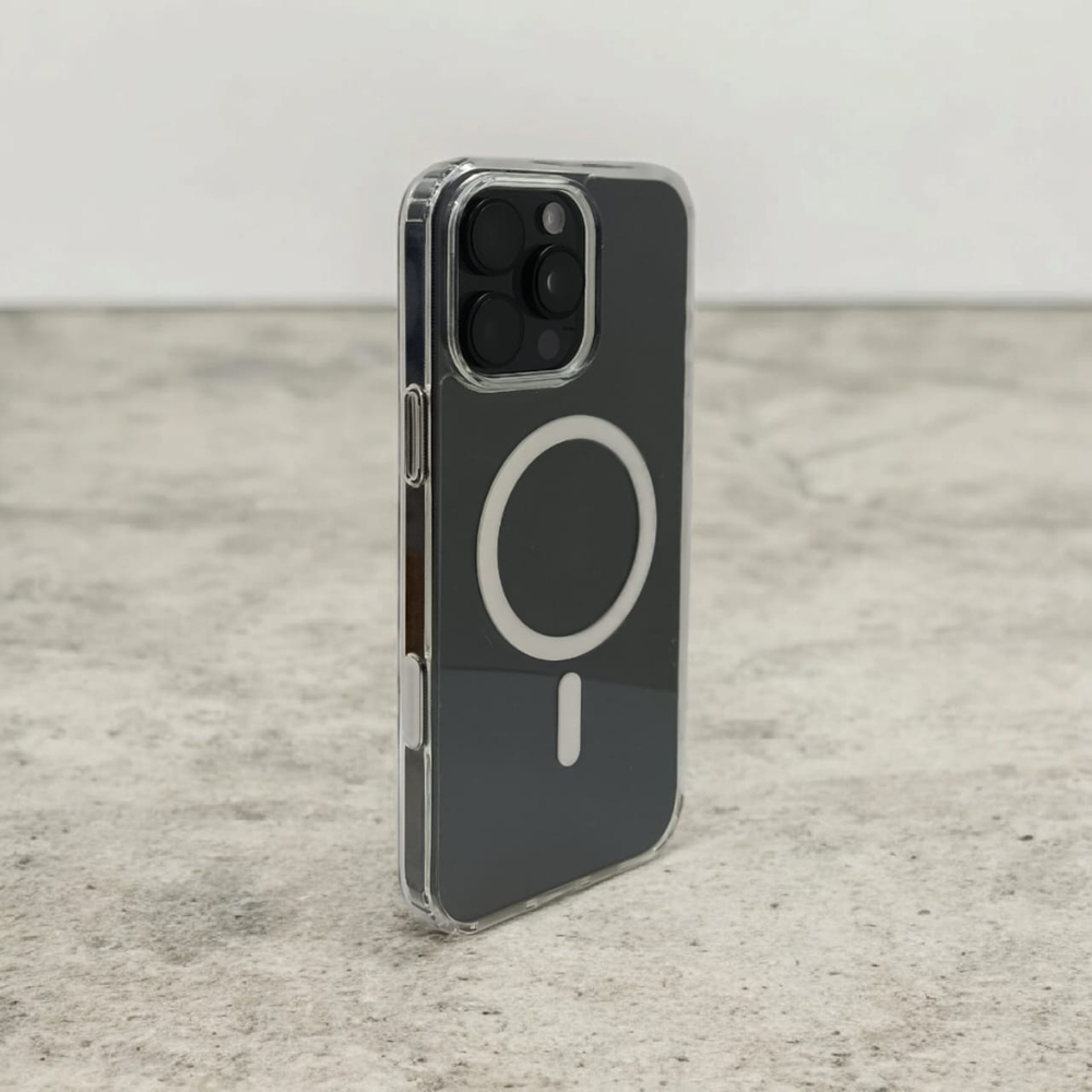 Прозрачный чехол c кнопкой из сапфирового стекла и анимацией для iPhone 16 Pro