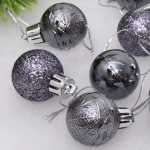 Новогодние шары 3 см (набор 9 шт) «Микс фактур», графит