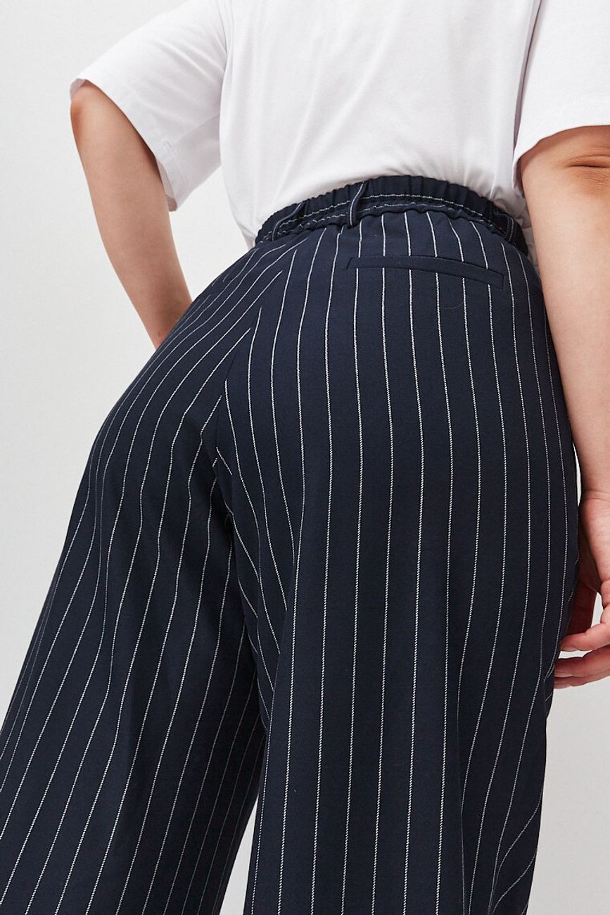 Брюки прямые, синий в полоску