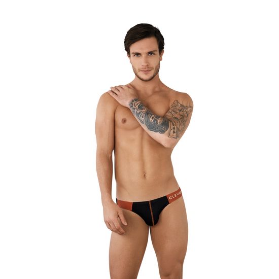 Мужские трусы слипы черные в сетку Clever Moda LINE BRIEF 095011