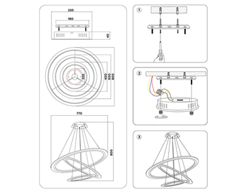 Светильник подвесной светодиодный с пультом 145W 3000K/4200K/6400K FA4361/3 BK черный Acrylica Original Ambrella